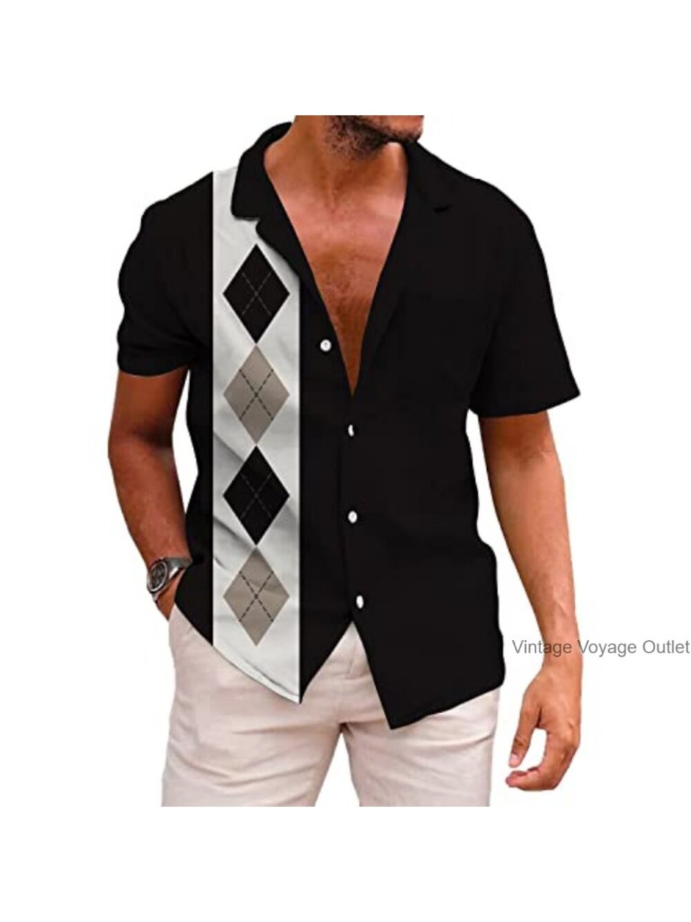 Men's Funky Hawaiian Shirt Palm Beach Tropical Vacation Button Down Short Sleeve